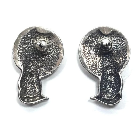 Southwestern Solid Sterling Silver Howling Wolf Full Moon  Southwestern Solid Sterling Silver Howling Wolf Full Moon Stud Earrings